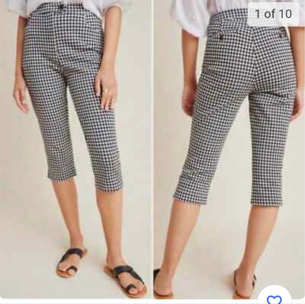 Anthropologie Checkered Capris